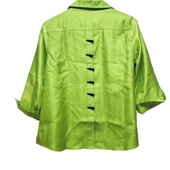 Multiples Essentials Womens Lime Green Button-Front Shirt Size PS - Picture 2 of 9